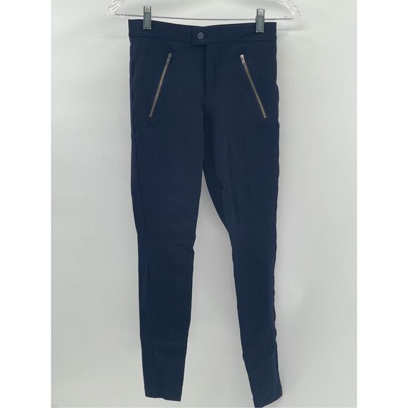 J. Crew Dress Ponte Pants Women Size 0R Navy Blue‎ Skinny Ankle Picket Zippers - Picture 1 of 11